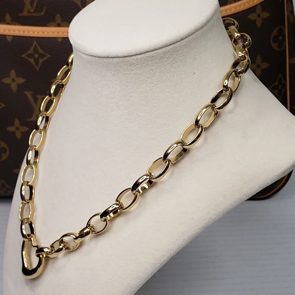 Authentic Louis Vuitton Padlock Gold Pendant W/ Fashion Geometry Stainless Steel - Picture 9 of 10